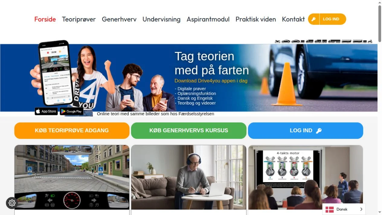 reference-drive4you Skærmbillede af Drive4you.dk – en hjemmeside udviklet af ViDesigner.